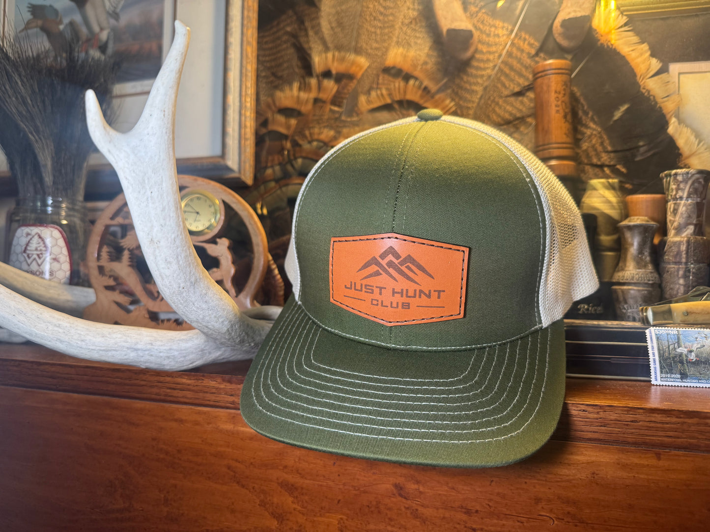 JHC Leather Patch Hat Green/Khaki